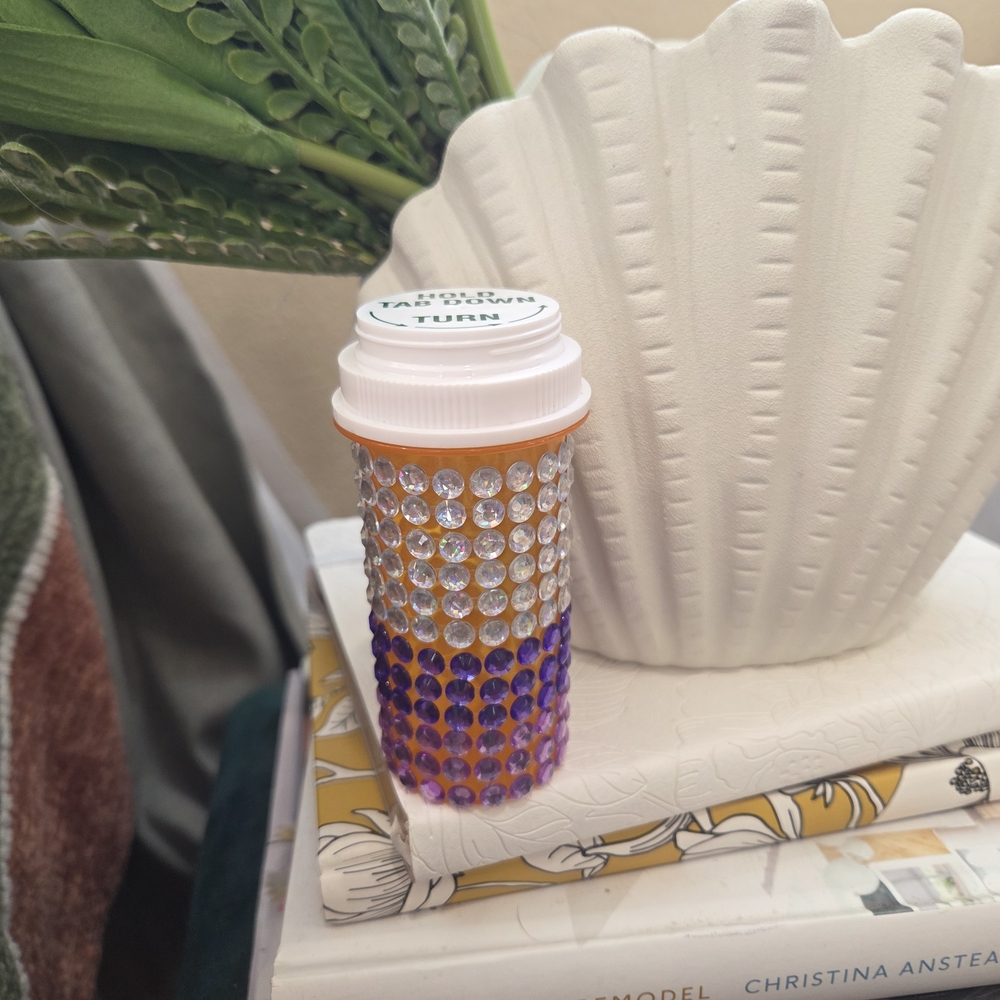 Take Your Meds But Make It Fun Bedazzled Prescription Bottle Keychain
